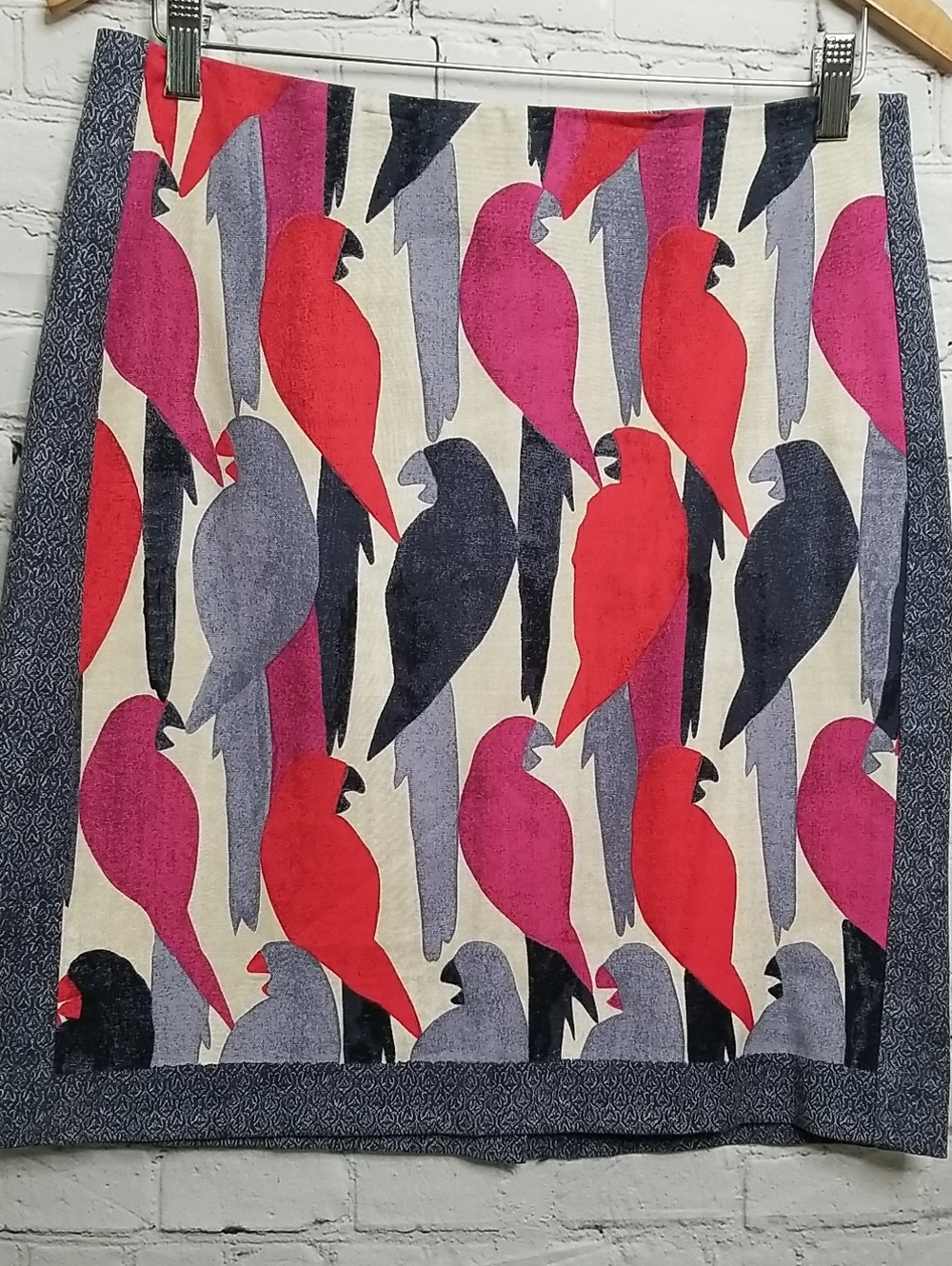 NIC+ZOE Black Red White Pink Gray Birds Skirt Size 8